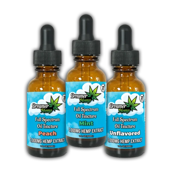 Full Spectrum Oil Tincture 3000mg Mint + Peach + Unflavored 90ml