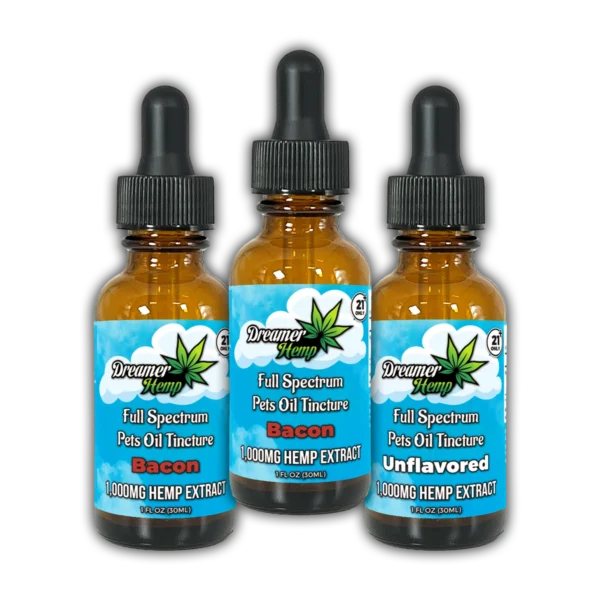 Pet's Full Spectrum Oil Tincture 1000mg 2x Bacon + 1 Unflavored 90ml