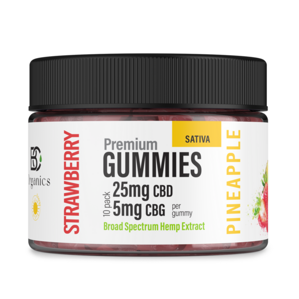 Strawberry Pineapple CBD Gummies: 25mg CBD + 5mg CBG | THC-Free Wellness 10ct