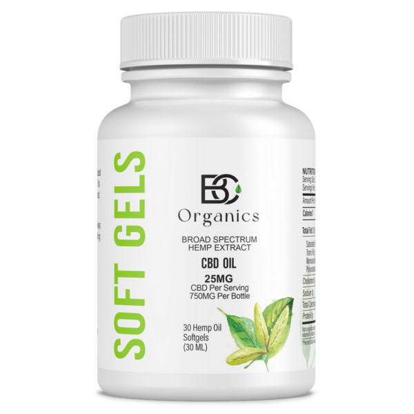 BC Organics CBD Softgels 25mg 30ct