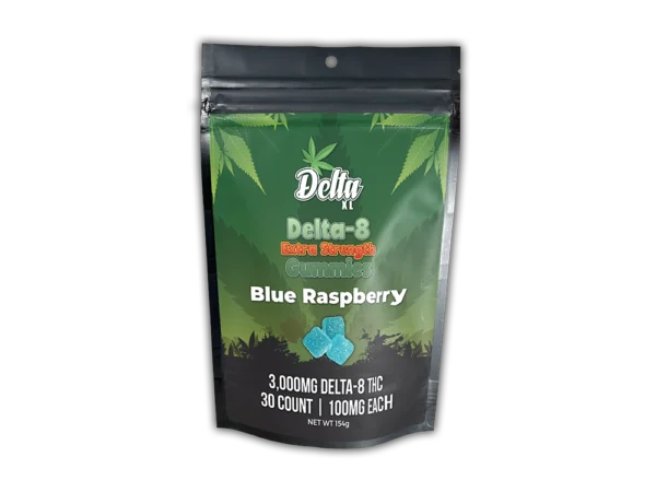 Delta-8 Extra Strength Gummies Blue Raspberry 30ct